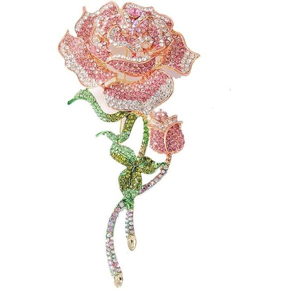 PIPER K Rose Brooch Floral Pin Corsage Dress classic pop accessories - Picture 3 of 8